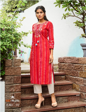 100 miles samruddhi cotton catchy look kurti catalog