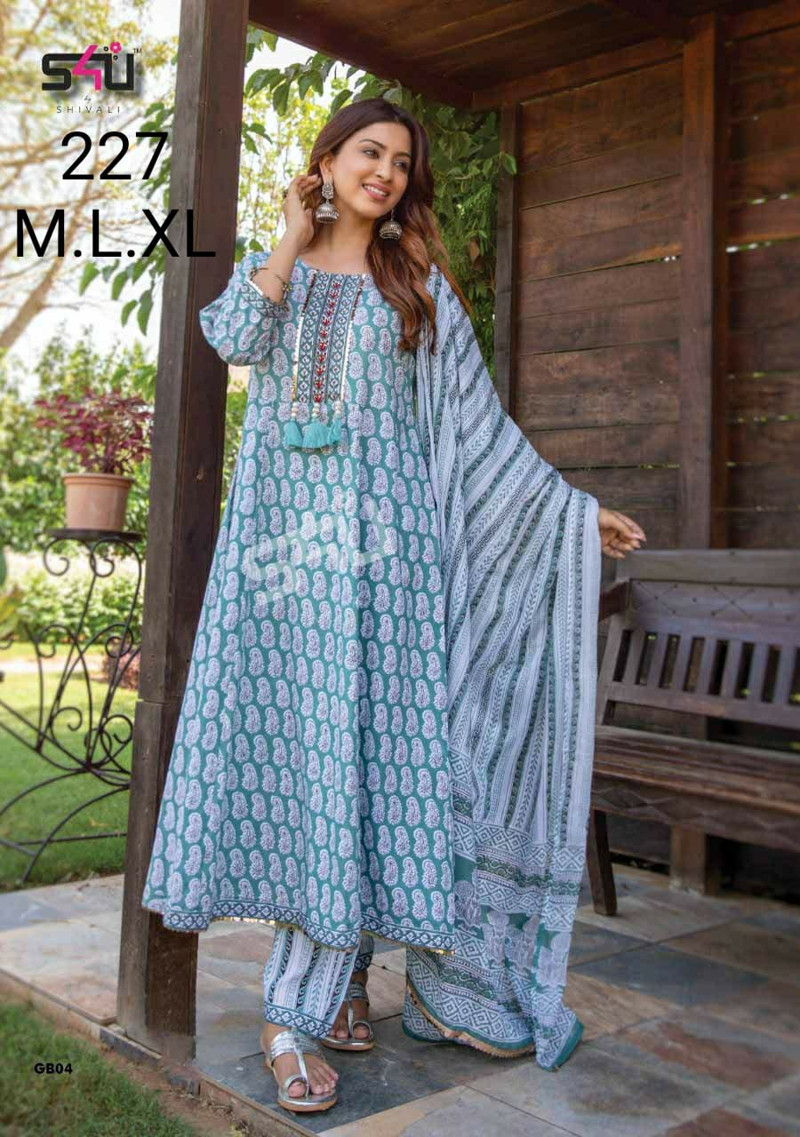 s4u s4u 227 fancy Catchy look top bottom with dupatta size set