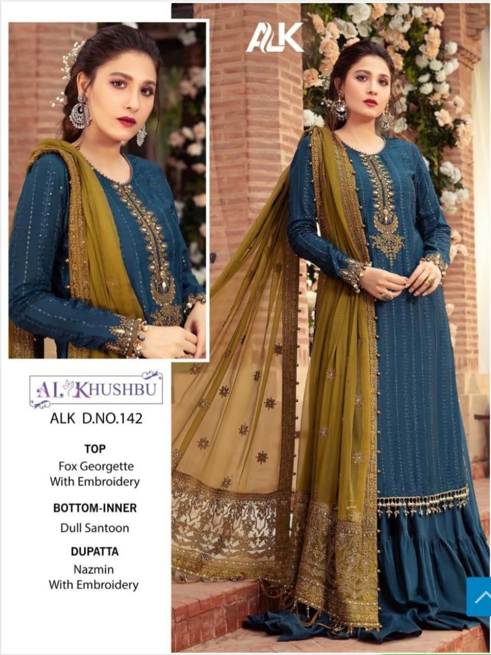 al khushbu 142 georgette regal look salwar suit single