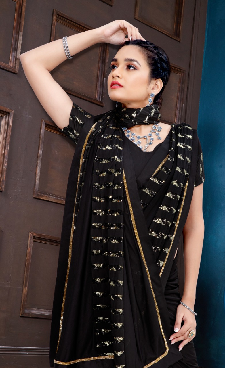 amoha trendz design no 159  lycra elegant saree single