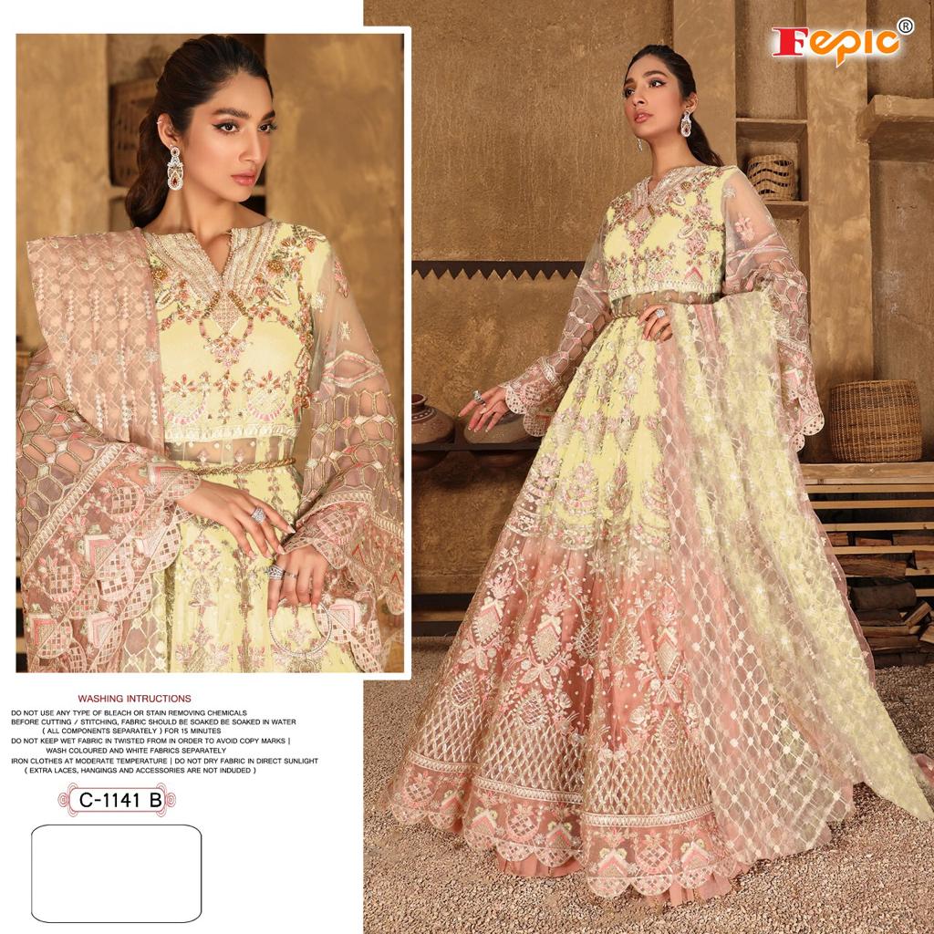 fepic rosemeen c 1141 b net elegant salwar suit single