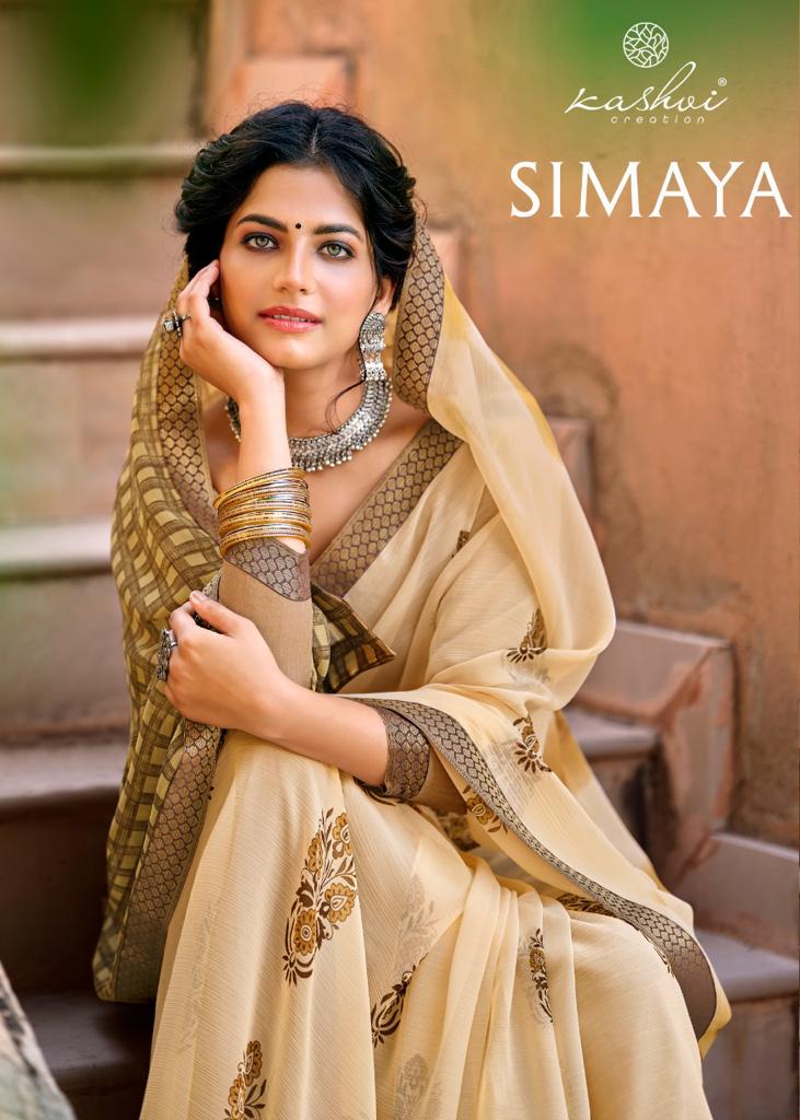 lt kashvi creation simaya chiffon beautifull print saree catalog