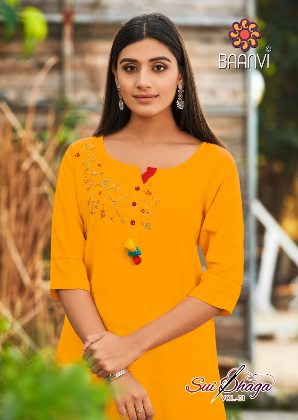 r studio Baanvi sui dhaga vol 1 rayon astonishing look kurti catalog