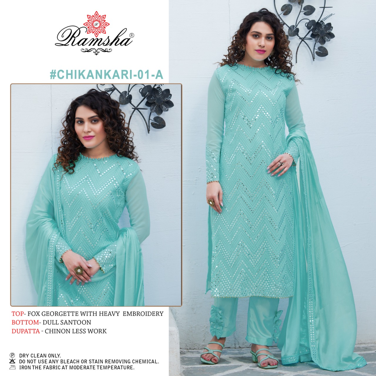 Ramsha  RAMSHA Chikankari 01 A Salwar Kameez Georgette Singles