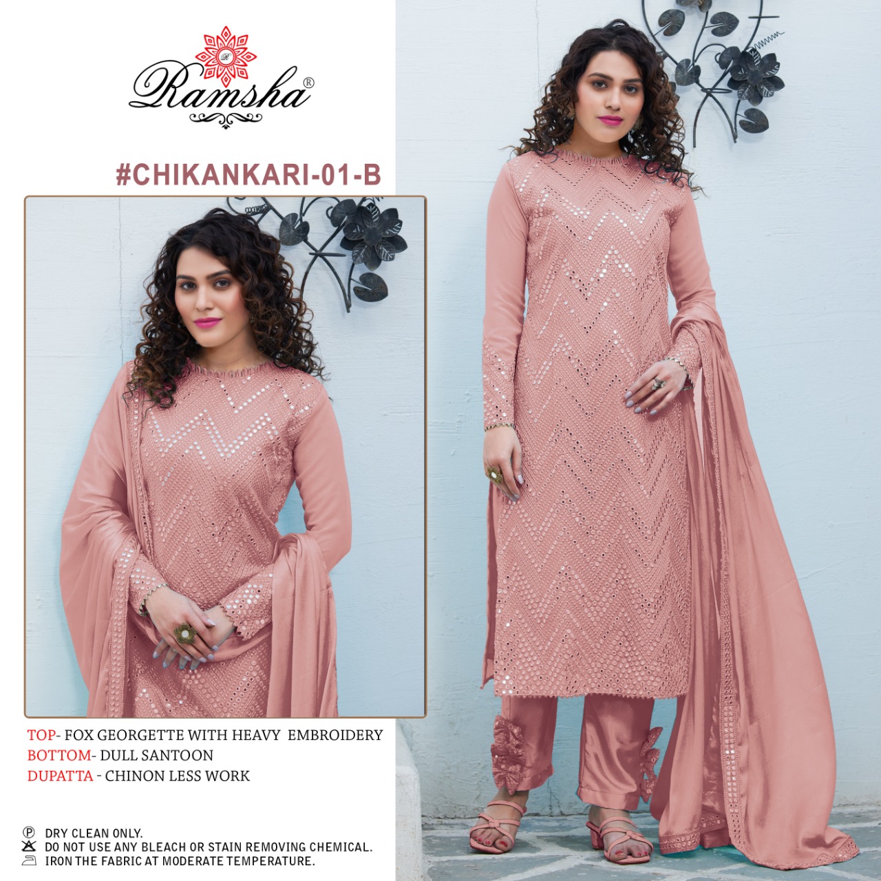 Ramsha RAMSHA Chikankari 01 B  Salwar Kameez Georgette Singles