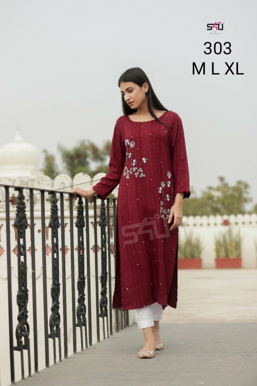 s4u s4u 303 fancy gorgeous look kurti size set