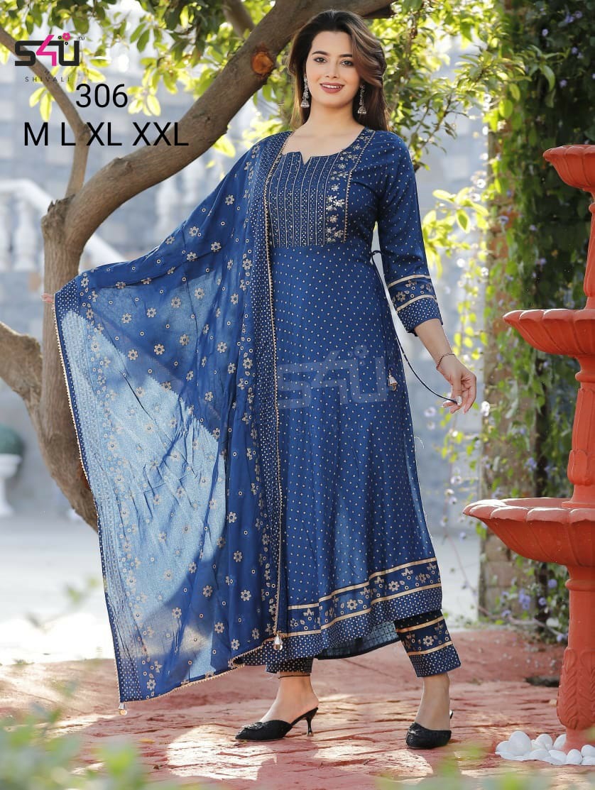 s4u s4u 306 fancy attractive look top bottom with dupatta size set