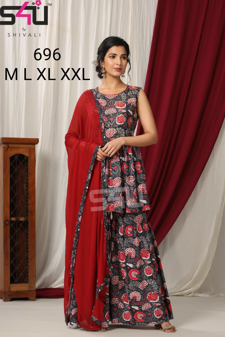 s4u s4u 696 fancy exclusive print indo western size set