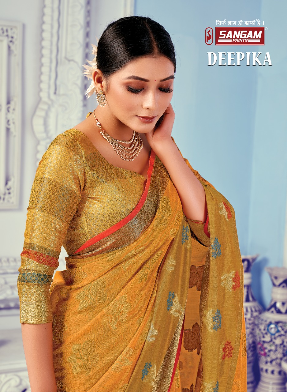 sangam print deepika cotton handloom graceful look saree catalog