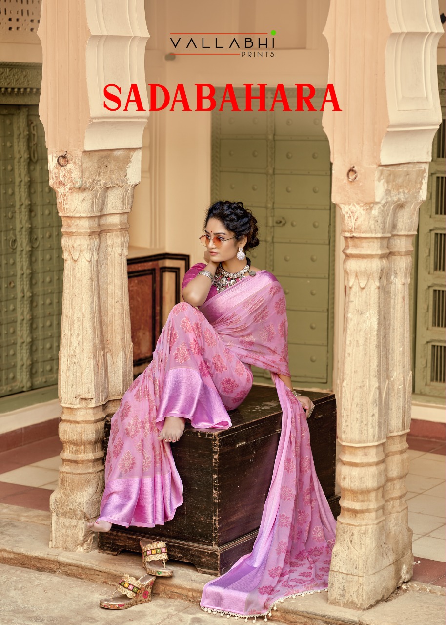 vallabhi print sadabahara moss print graceful look saree catalog