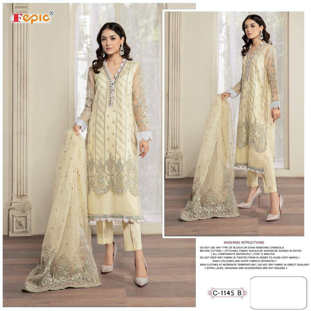 FEPIC Rosemeen  1145 B Salwar Kameez Organza Singles