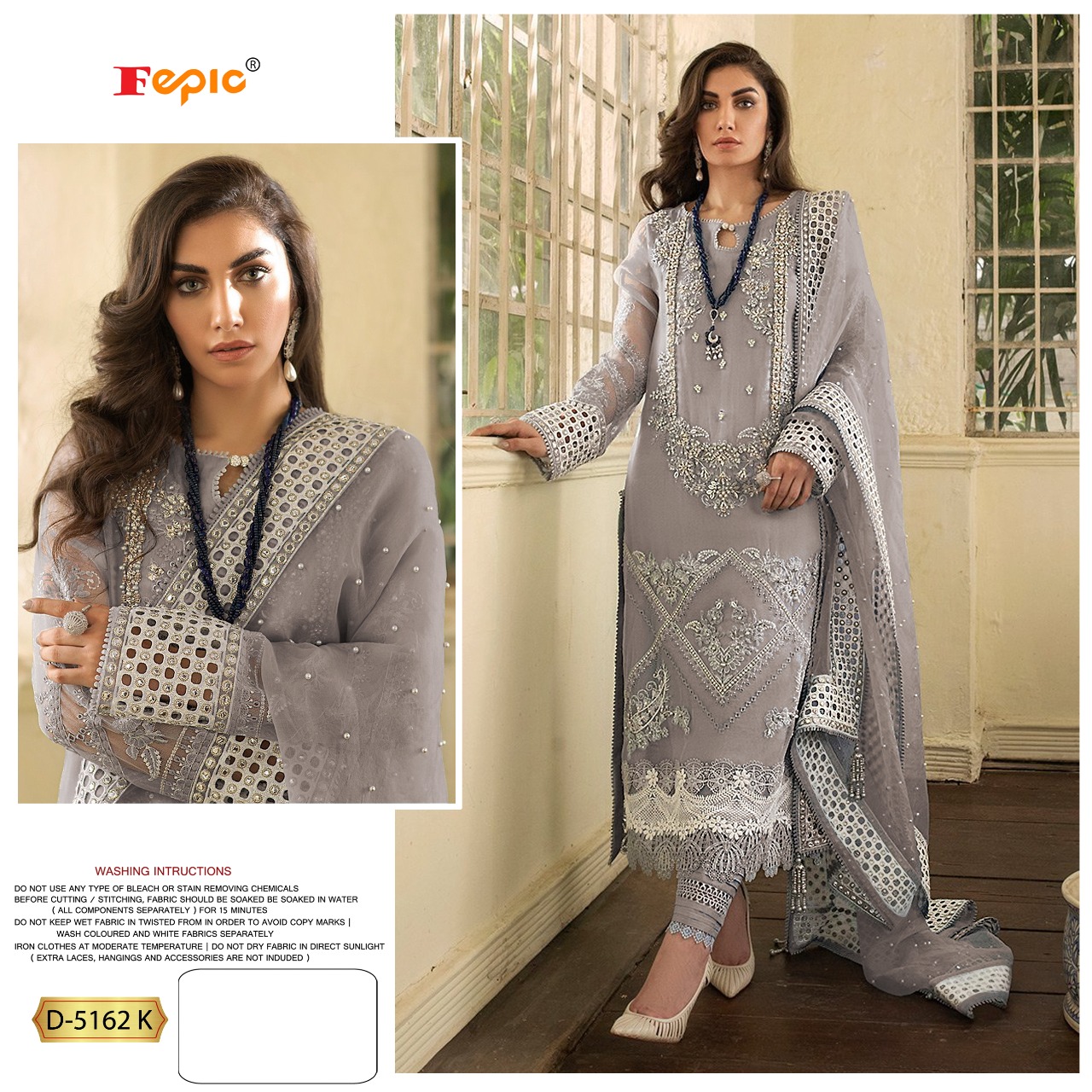 FEPIC Rosemeen  5162 K Salwar Kameez Organza Singles