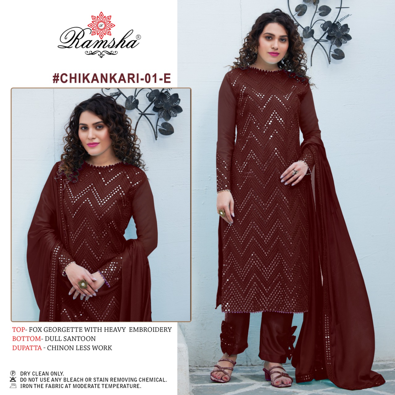 Ramsha  RAMSHA Chikankari 01 E Salwar Kameez Georgette Singles