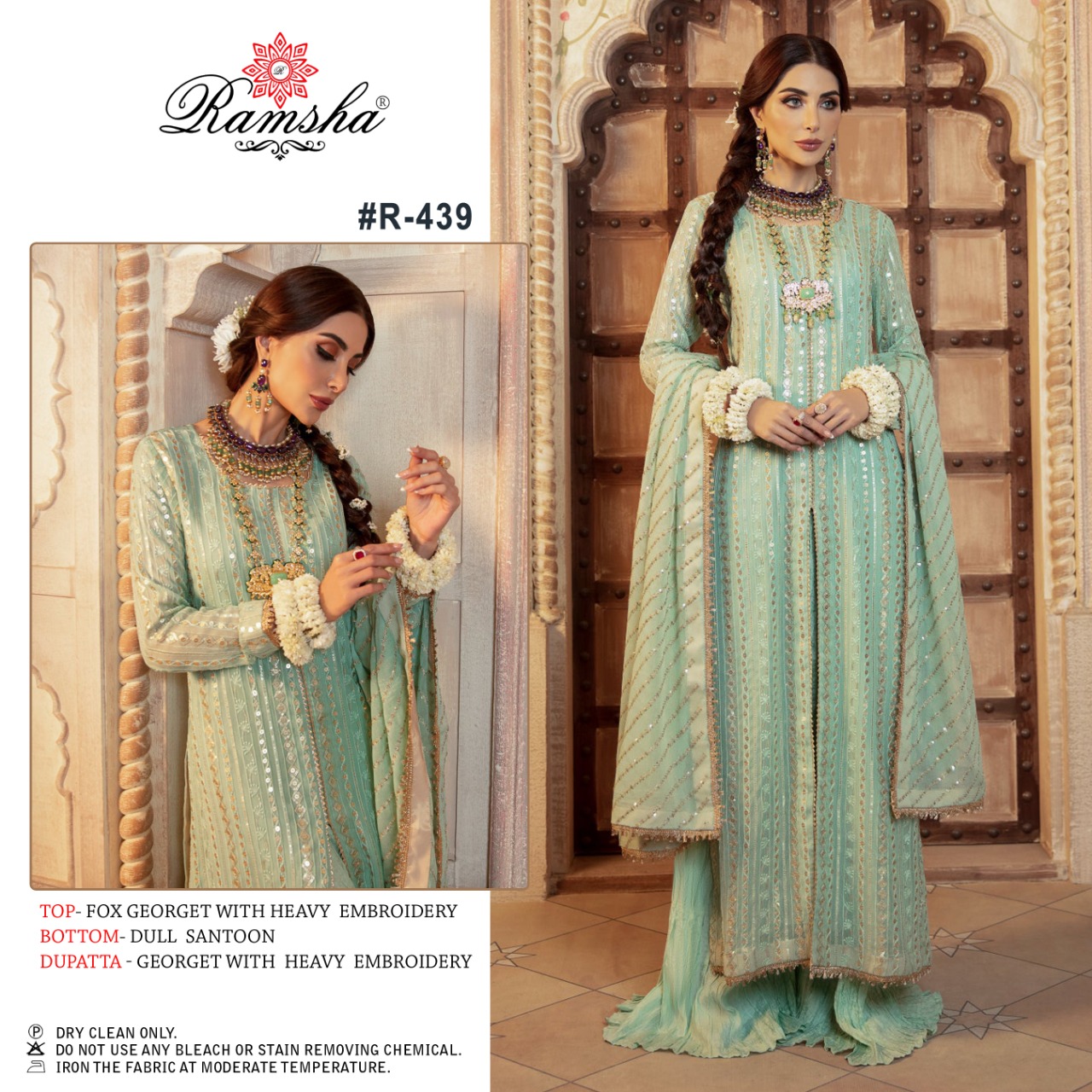 ramsha ramsha r 437 to r 439 georgette astonishing salwar suit catalog