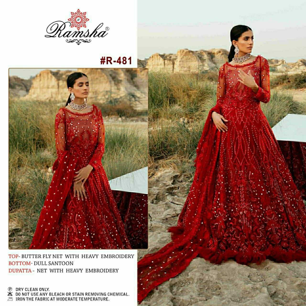 Ramsha ramsha 481 Salwar Kameez Heavy net Singles