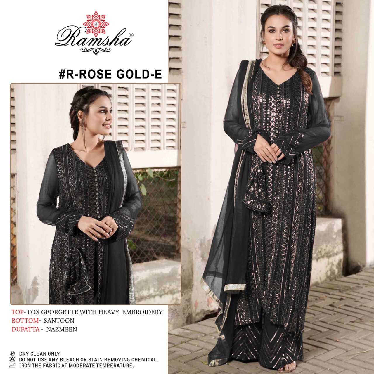 Ramsha Rose gold e Salwar Kameez Georgette Singles