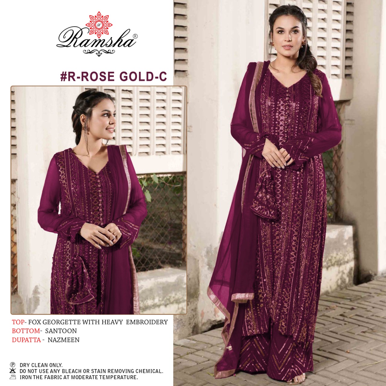 Ramsha Rose gold c Salwar Kameez Georgette Singles