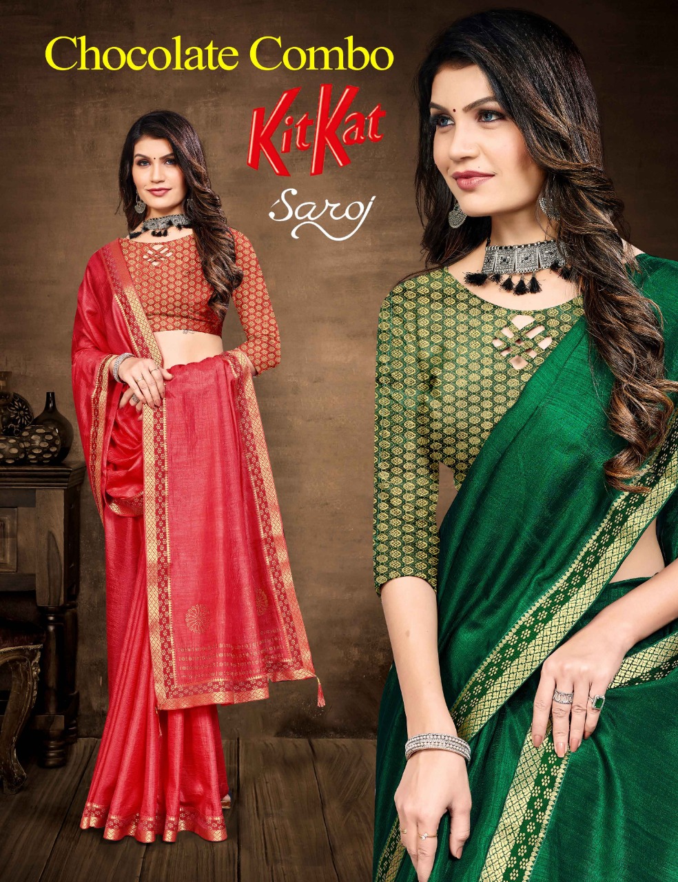 saroj saree kit ket vichitra silk gorgeous look saree catalog