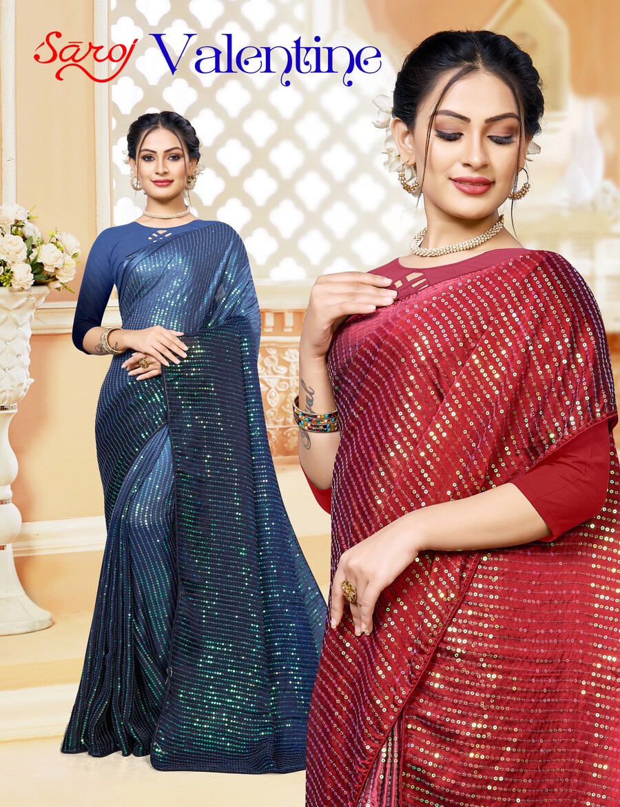 saroj saree valentine silk innovative style saree catalog