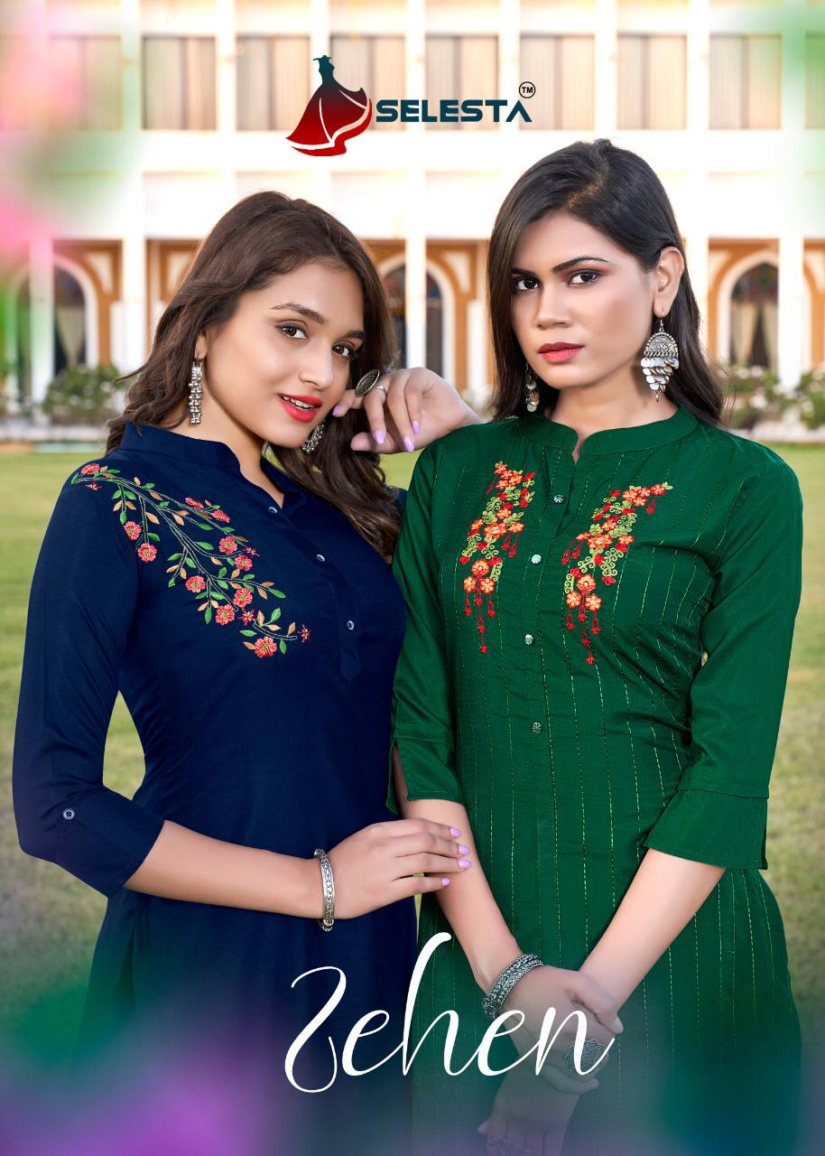 selesta zehen maslin elegant kurti with bottom catalog