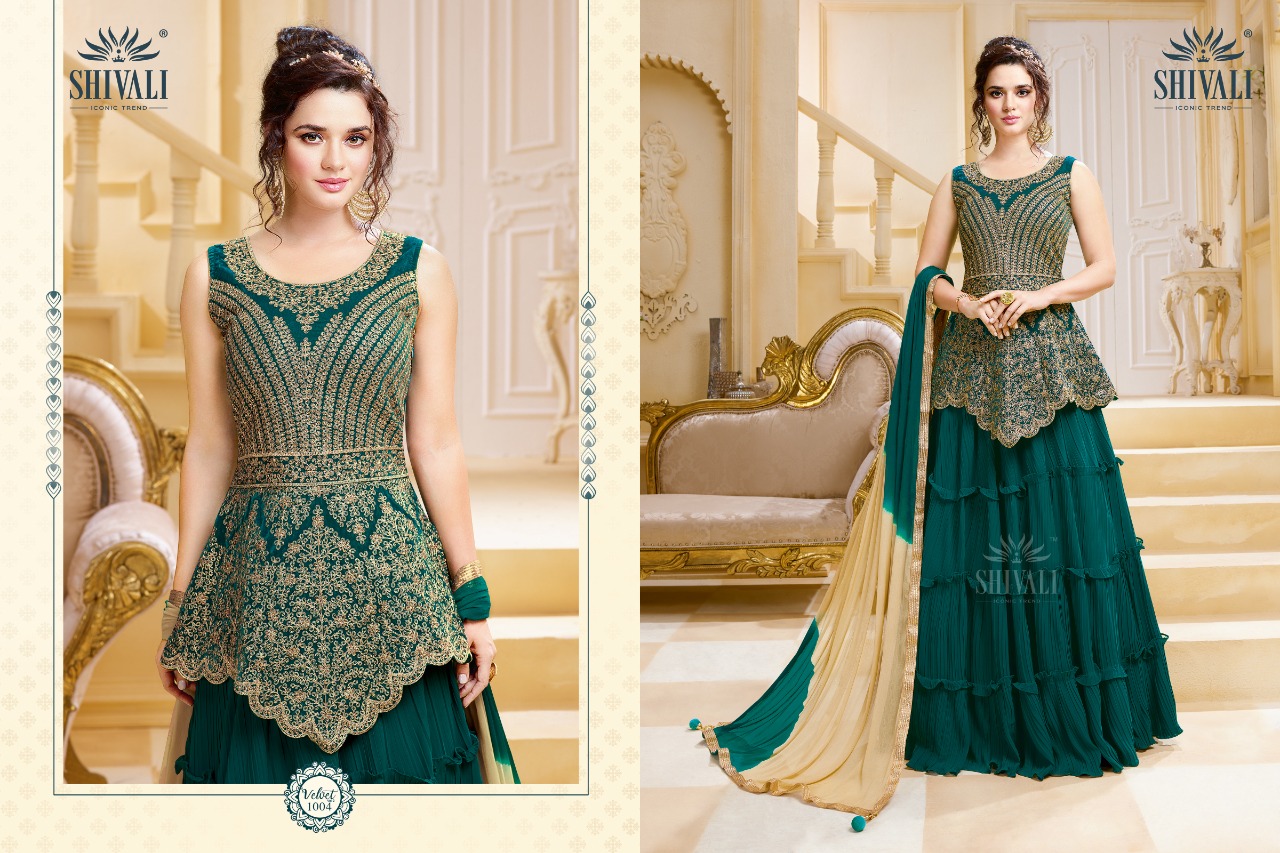 shivali velvet vol 2 velvet graceful look indo western catalog