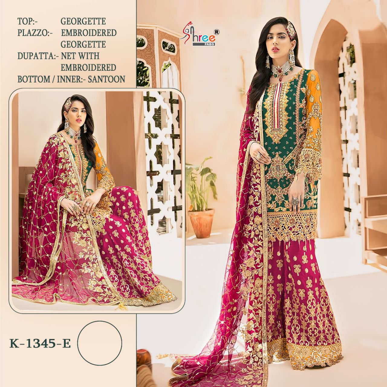 shree fab S  1345 E Salwar Kameez Georgette Singles