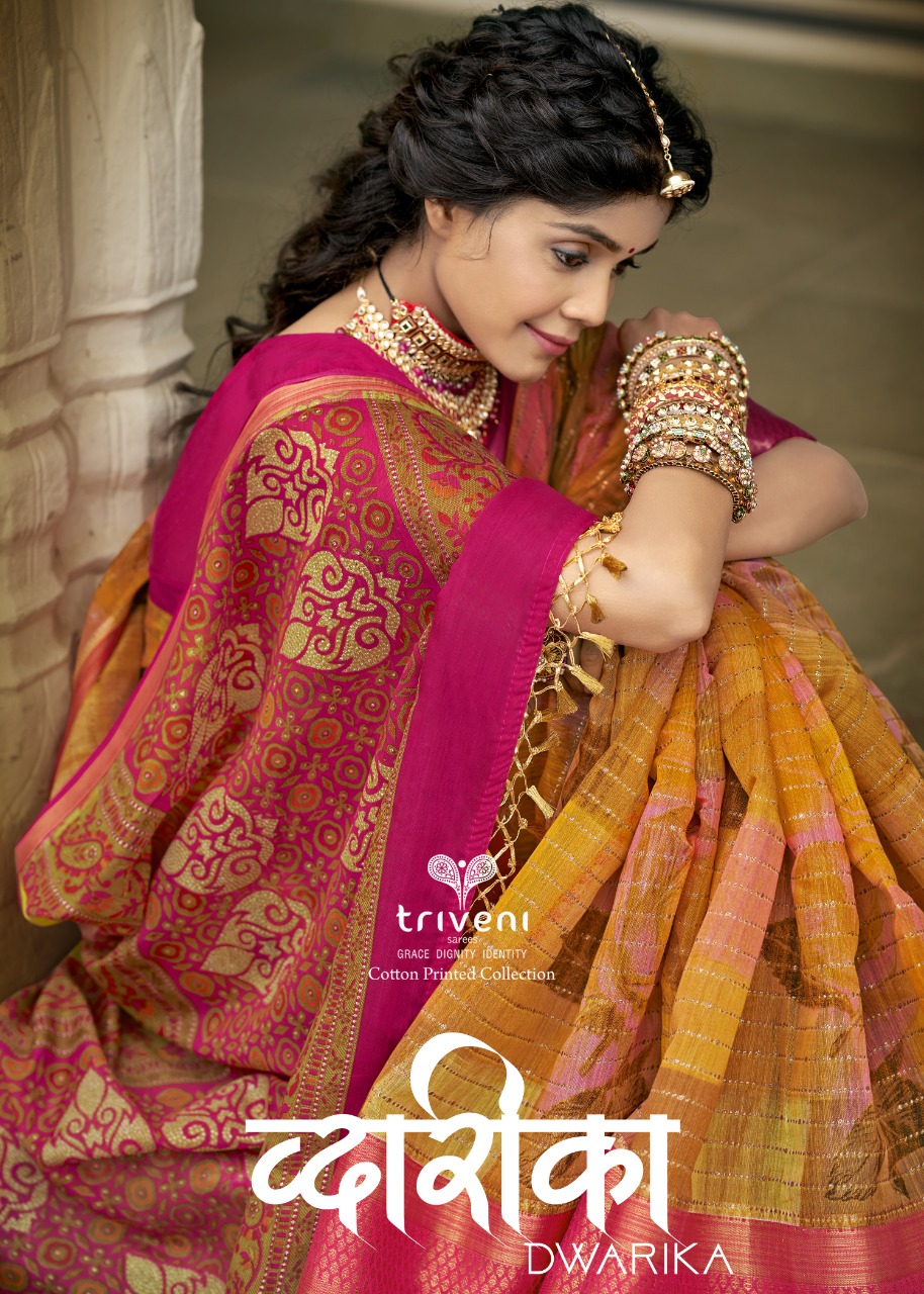 triveni dwarika cotton exclusive print saree catalog