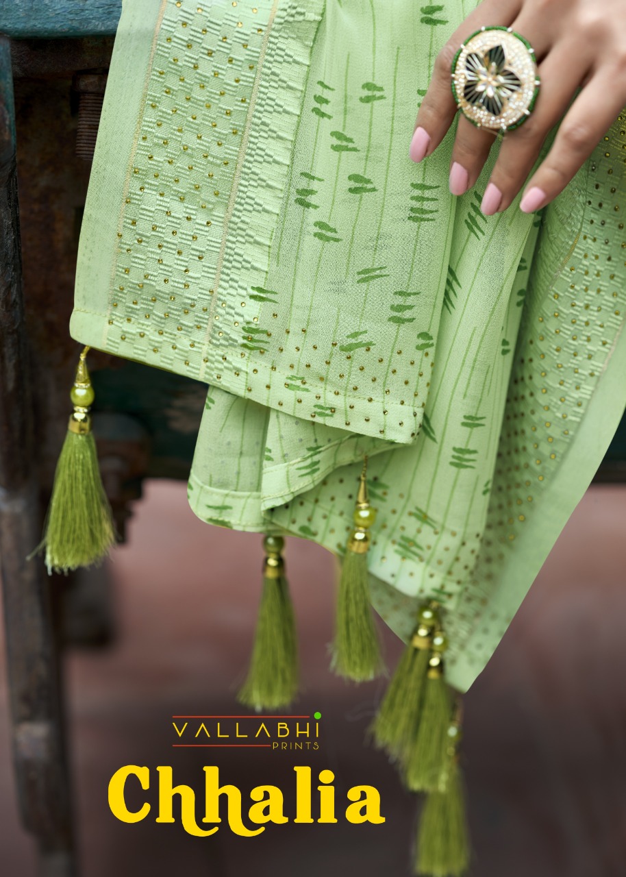 vallabhi print chhalia georgette attractive look saree catalog