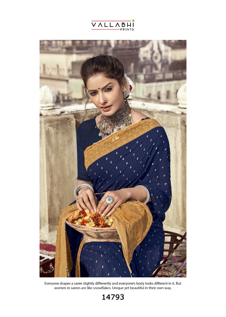 Vallabhi print dildaar georgette look regal look saree catalog