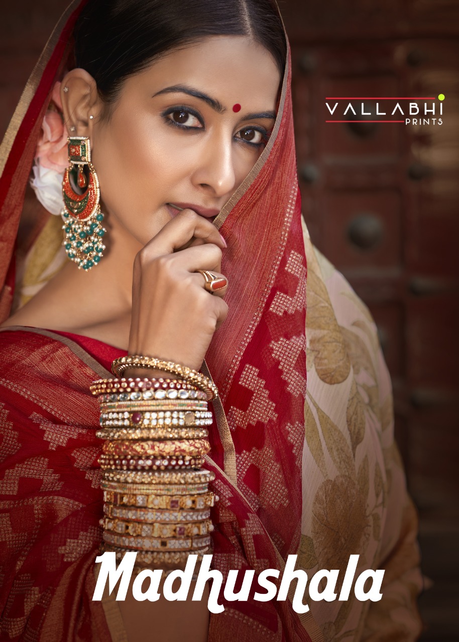 vallabhi print madhushala Brasso print astonishing saree catalog