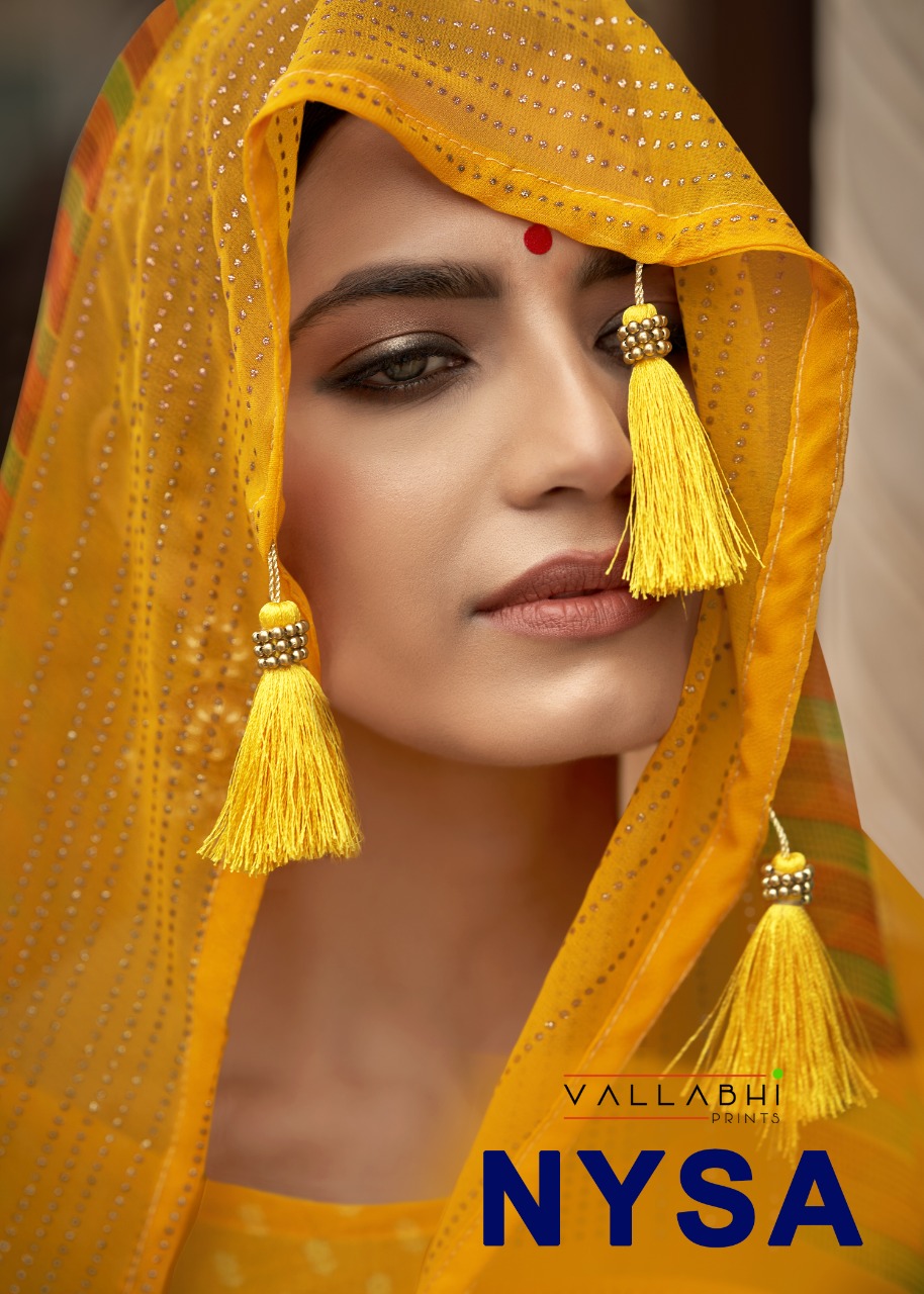 vallabhi print nysa georgette elegant look saree catalog