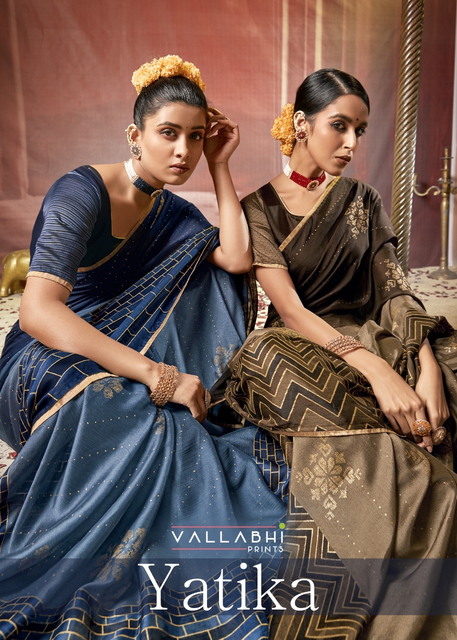 vallabhi print yatika chiffon innovative style saree catalog