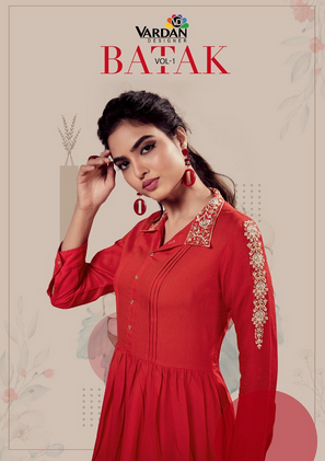 vardan designer batak vol 1 rayon elegant look kurti catalog