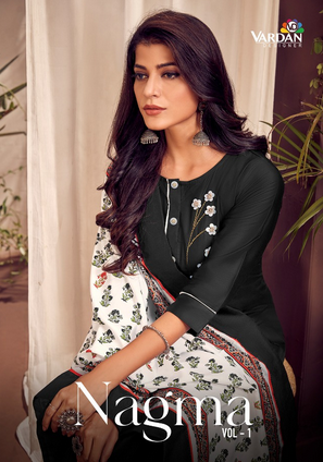 Vardan designer nagma vol 1 jam cotton elegant kurti Bottom with dupatta catalog