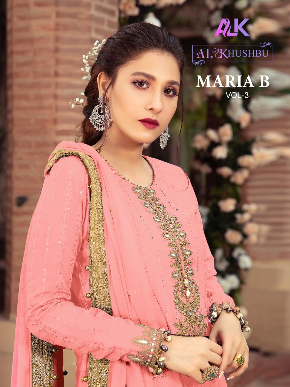 al khushbu maria b vol 3 hit designs alk d no 142  georgette catchy look salwar suit catalog