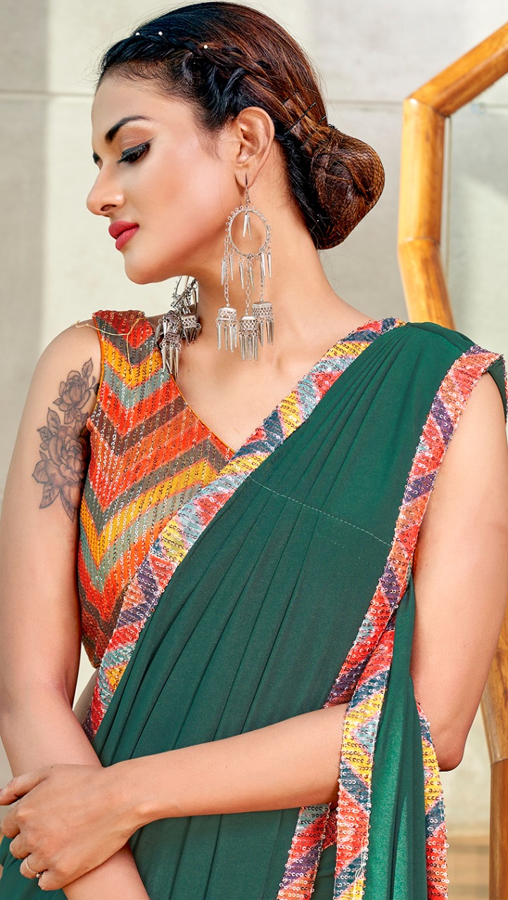 amoha trendz design no 101806 lycra new and modern style saree catalog