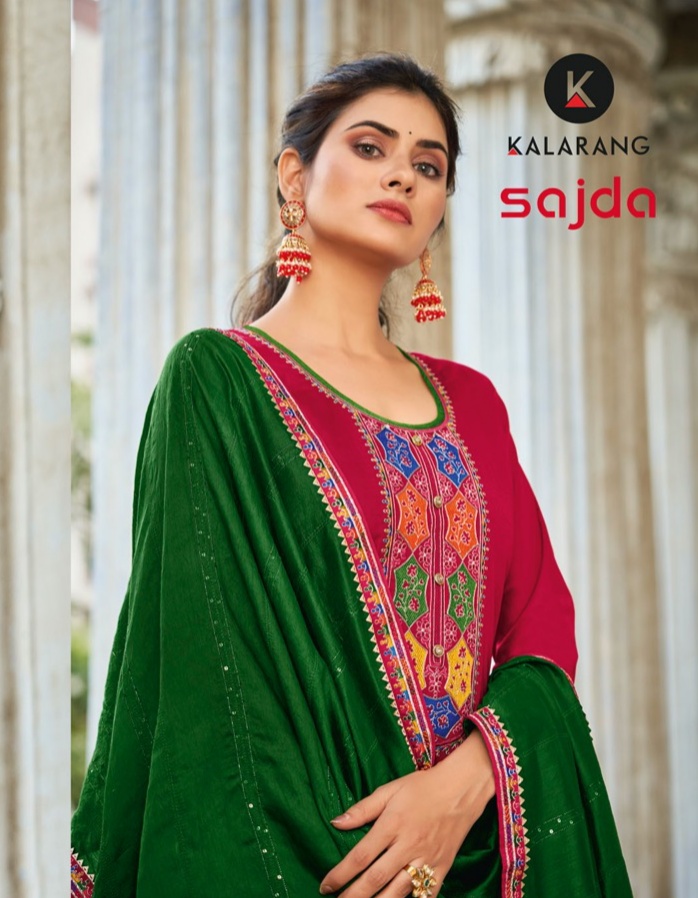 kalarang sajda  silk regal look salwar suit catalog