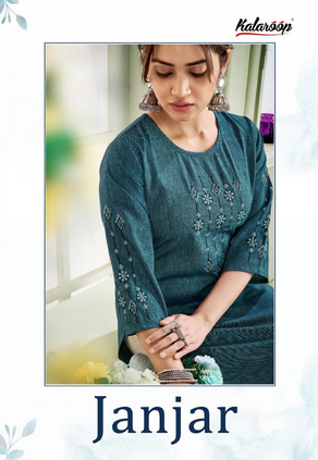 kalaroop by kajree janjar rayon attractive look kurti catalog