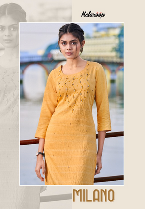 kalaroop by kajree Milano fancy silk attractive look kurti catalog