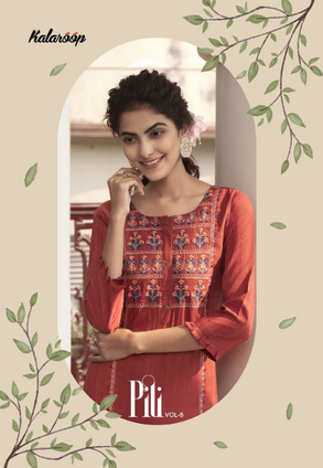 kalaroop by kajree pili vol 5 fancy lining attractive look kurti catalog