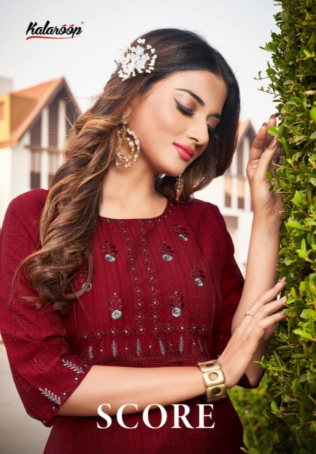 kalaroop by kajree score rayon attractive kurti catalog