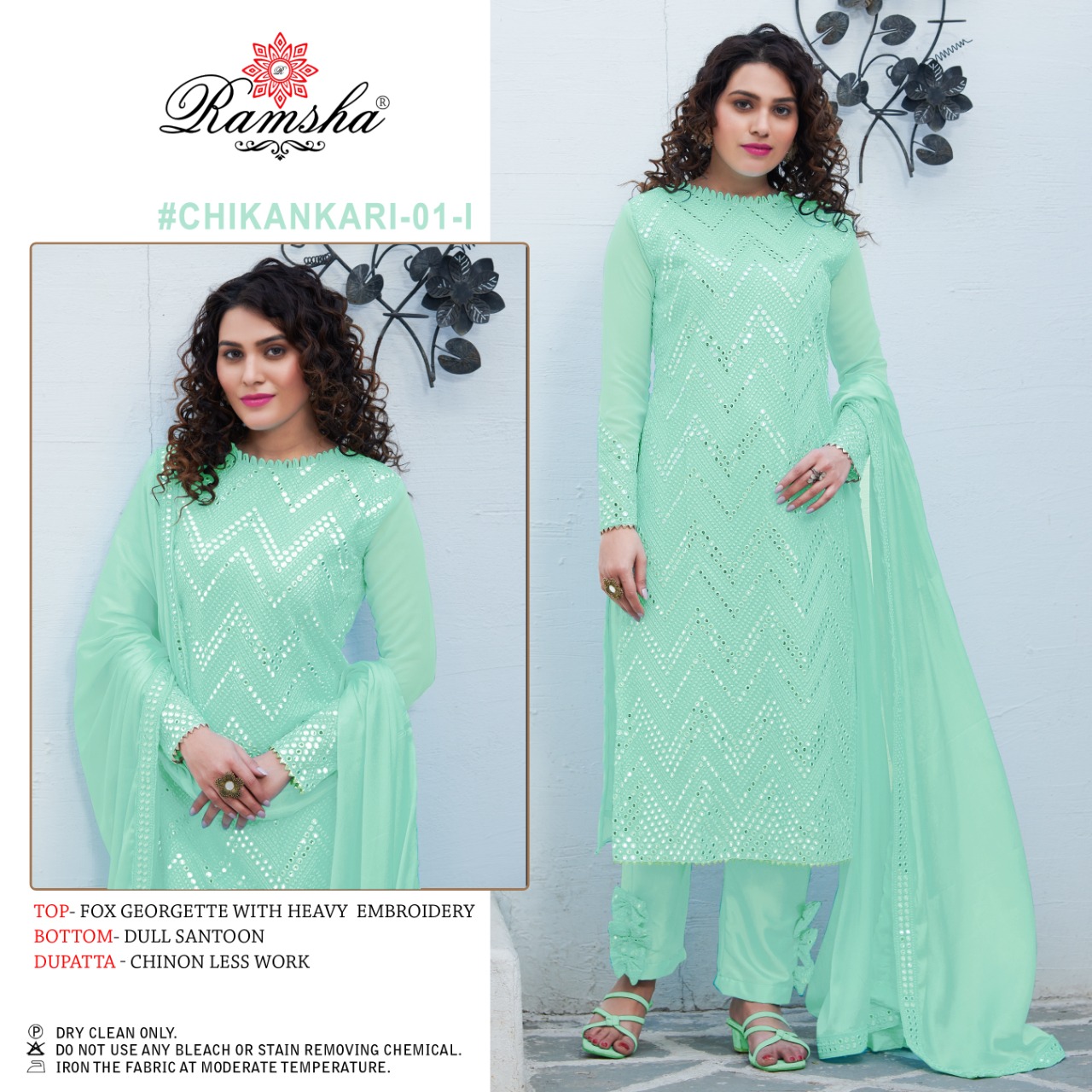 Ramsha RAMSHA Chikankari 01 I Salwar Kameez Georgette Singles