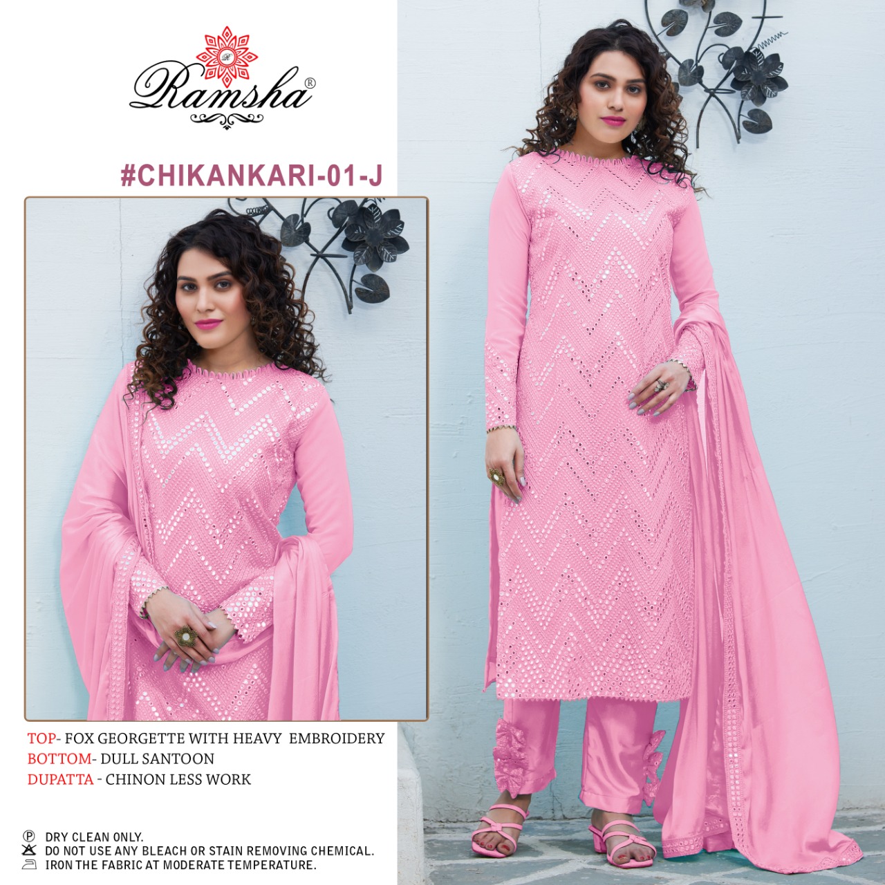 Ramsha RAMSHA Chikankari 01 J Salwar Kameez Georgette Singles