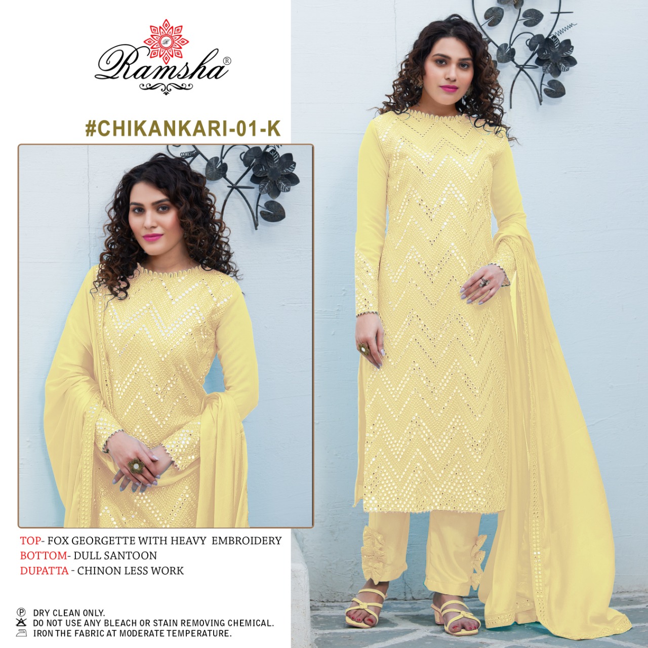 Ramsha RAMSHA Chikankari 01 K Salwar Kameez Georgette Singles