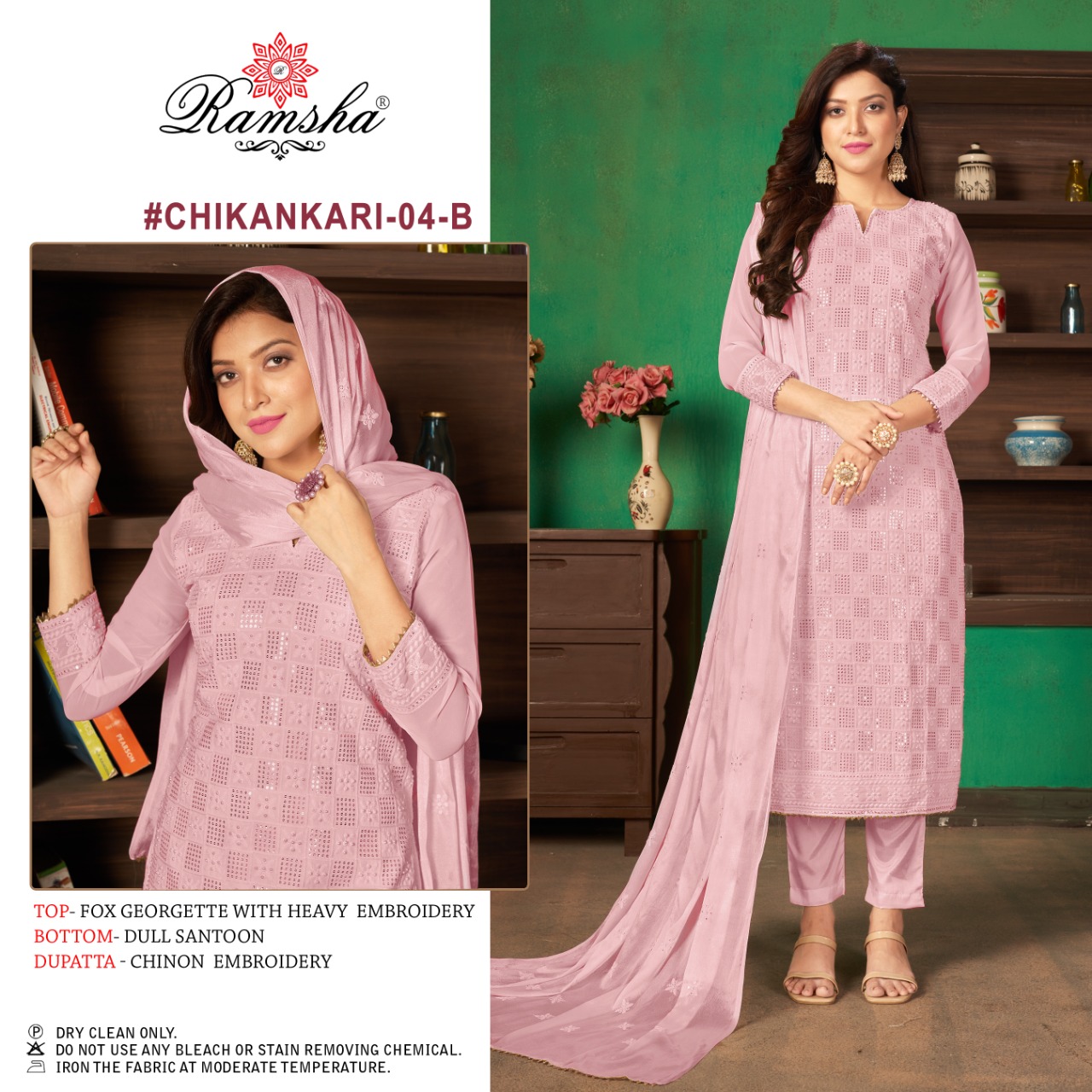 Ramsha RAMSHA Chikankari 04 B Salwar Kameez Georgette Singles