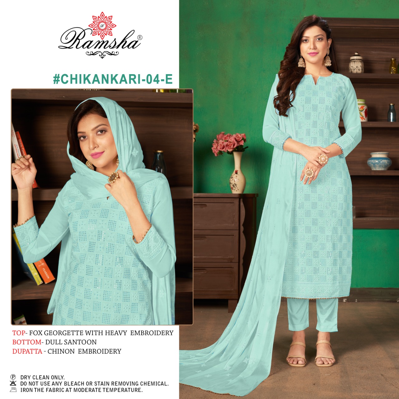 Ramsha RAMSHA Chikankari 04 E Salwar Kameez Georgette Singles