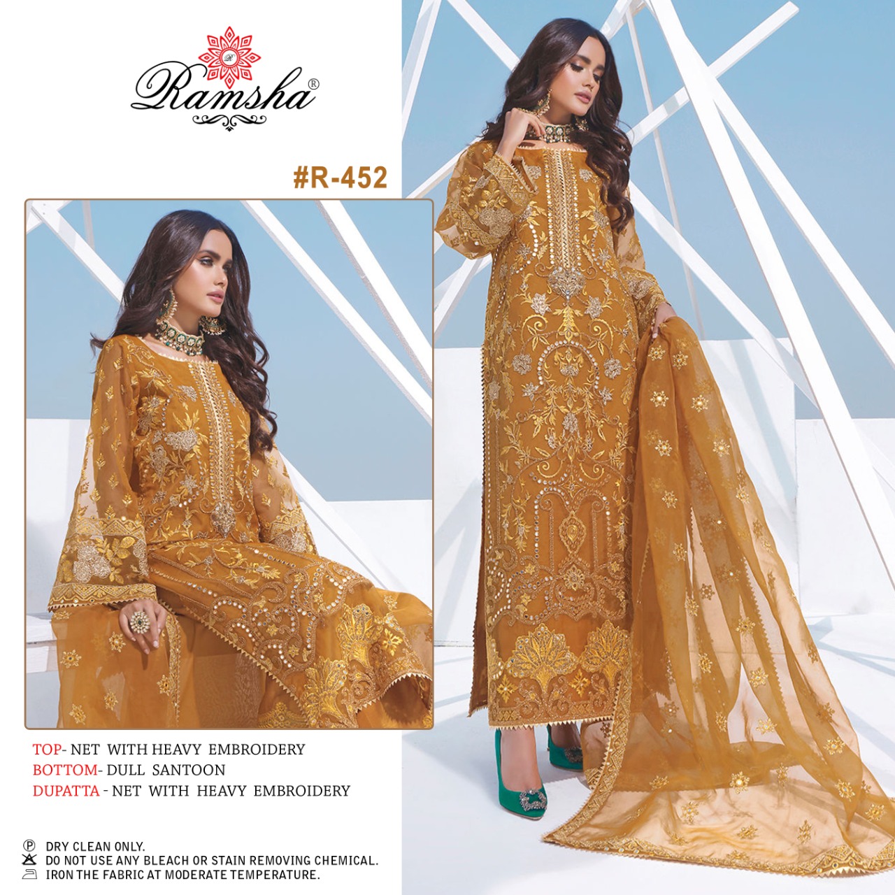 Ramsha RAMSHA R 452 Salwar Kameez Heavy net embroidery Singles