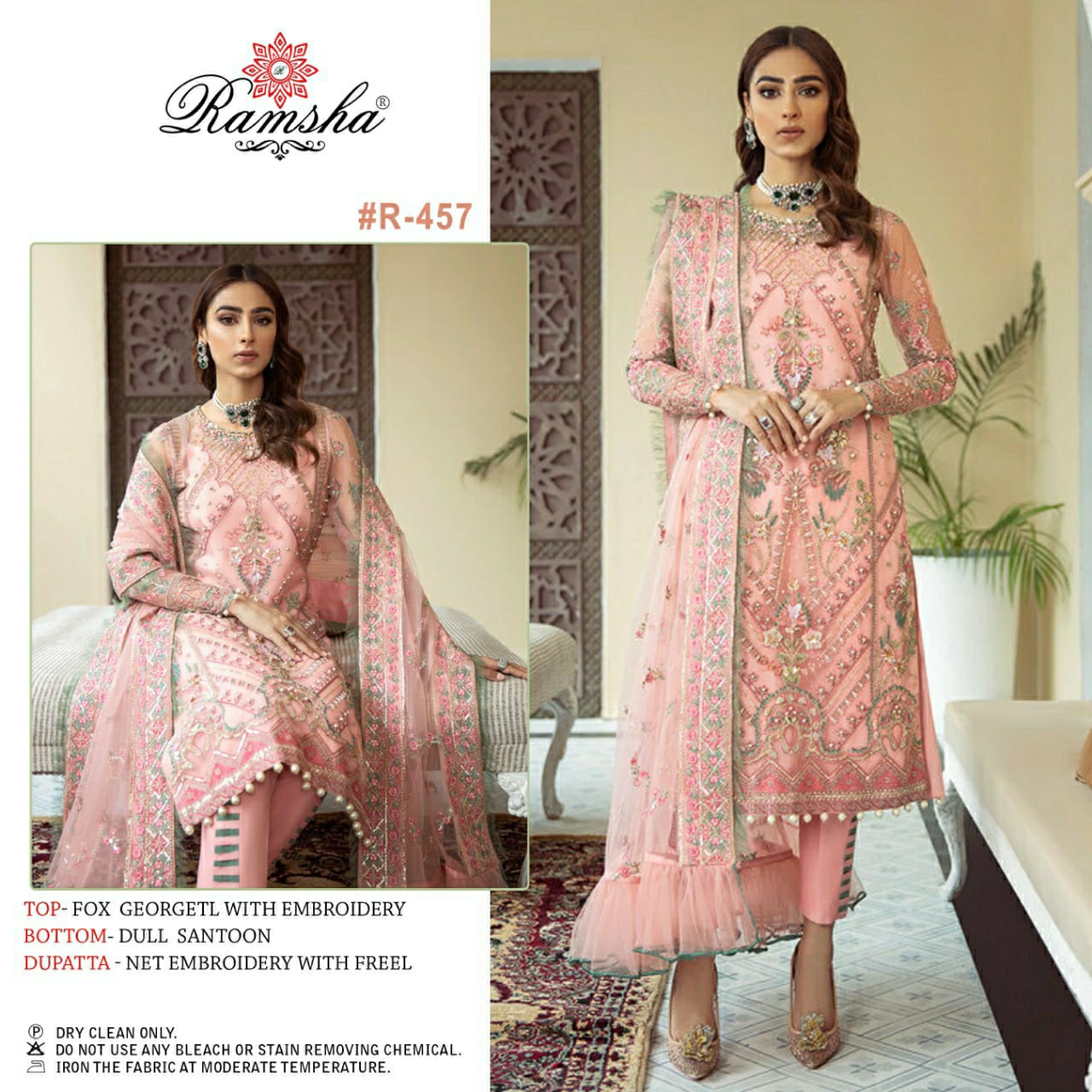 ramsha ramsha r 457 georget regal look salwar suit single