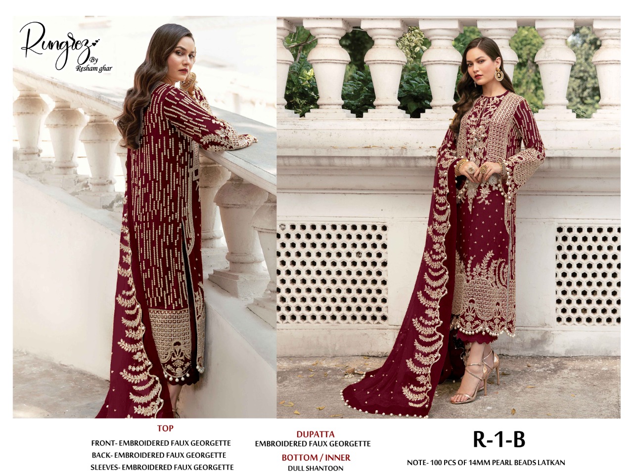 rungrez Resham ghar r 1 B Salwar Kameez Georgette Singles