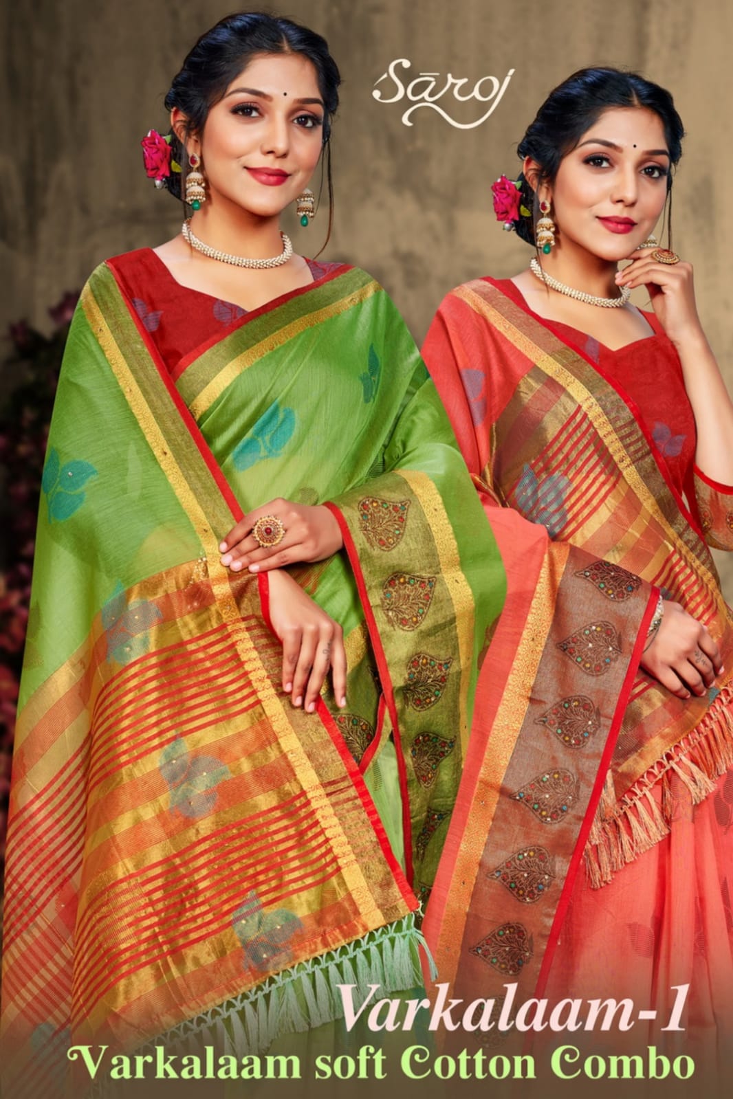 saroj saree varkalaam vol 1 cotton silk gorgeous look saree catalog